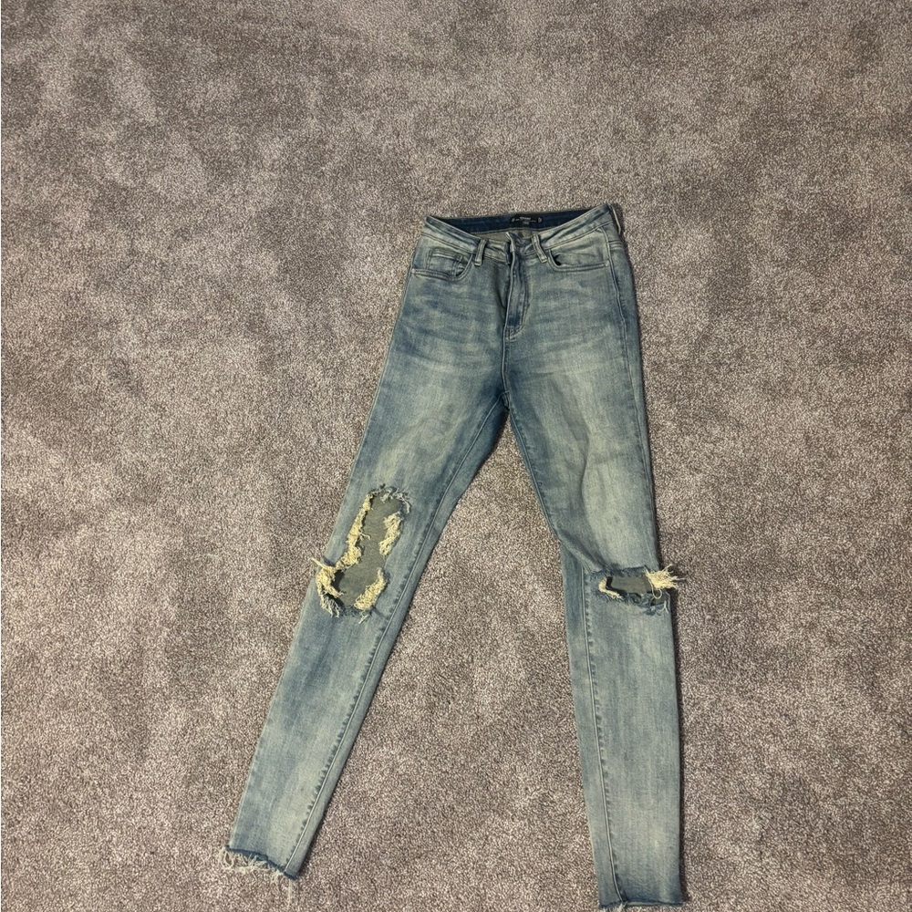 Women's Blue Distressed Jeans, size 4 long (tall)